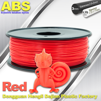 ABS Gewohnheit 1kg/leuchtende Verbrauchsmaterialien des Druckers 3d des Rollenleuchtstoff roten Fadens