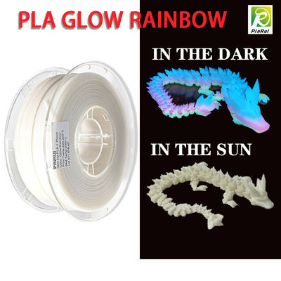 PINRUI Glow Rainbow PLA 1kg 1,75mm Regenbogen weißer 3D-Drucker Filament Farbänderung in dunklem Kunststoff für 3D-Drucker